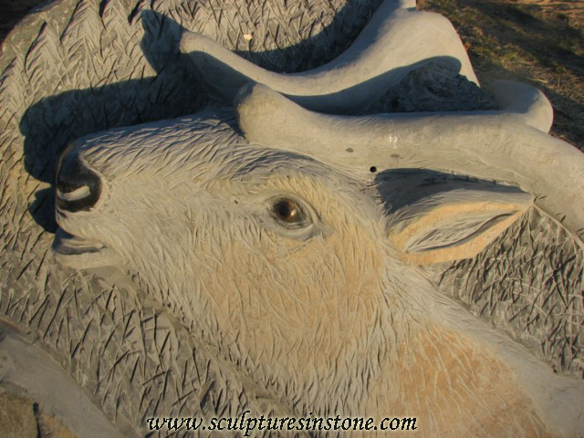 Stone Elk Sculpture
